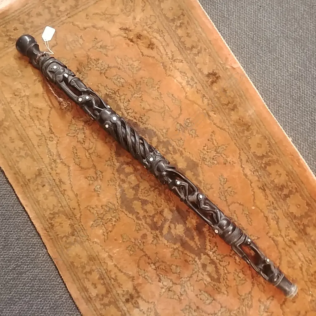 EBONY CARVED WALKINGSTICK Image 1++