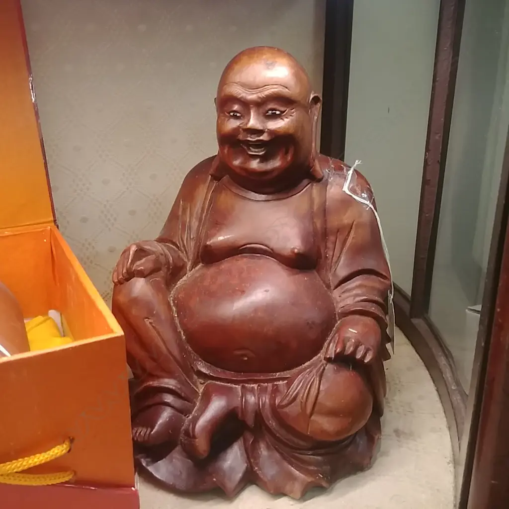 WOOD CARVED BUDAI FIGURE  Image 1++
