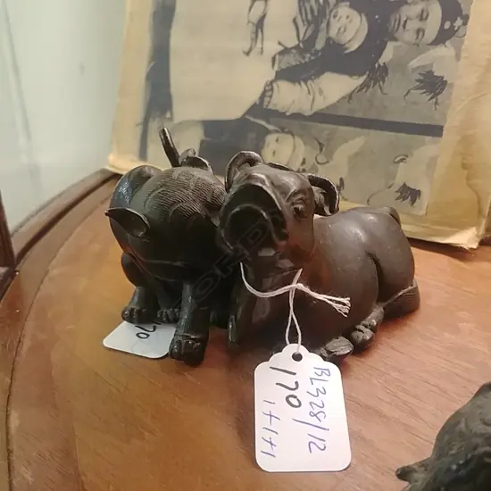 2 BRONZE TIGER & COW  WITH EARLY CHINESE PHOTO