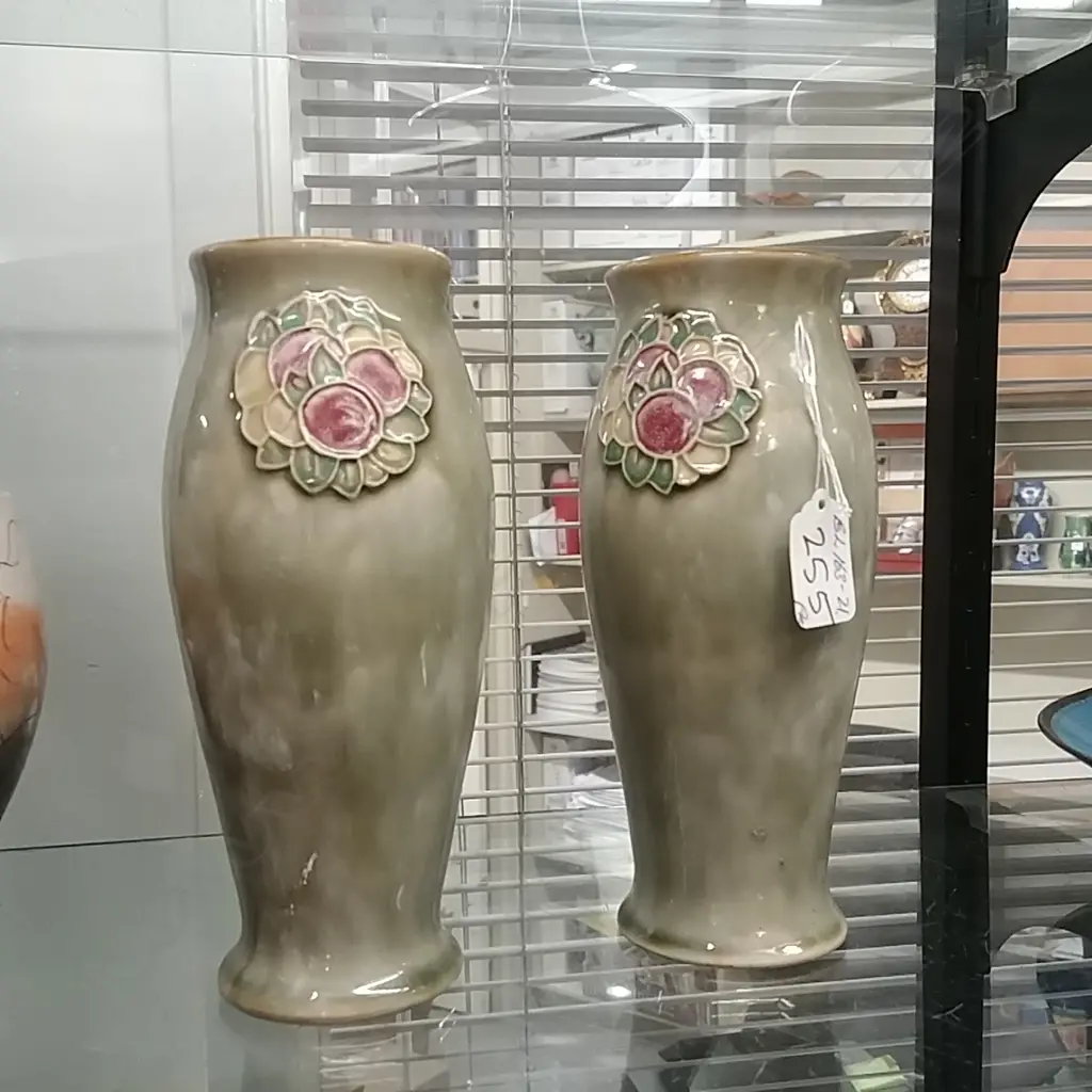 PR R/DOULTON STONEWARE ART DECO VASES by lily partington Image 1++