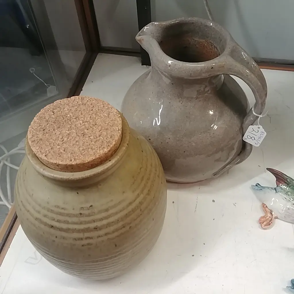 STUDIO POTTERY JUG + LIDDED POT Image 1++