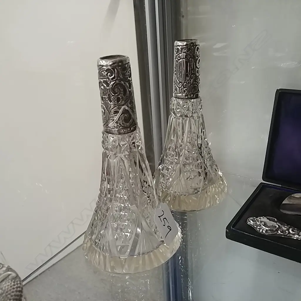 2 SILVER COLLARED SCENT BOTTLES Image 1++