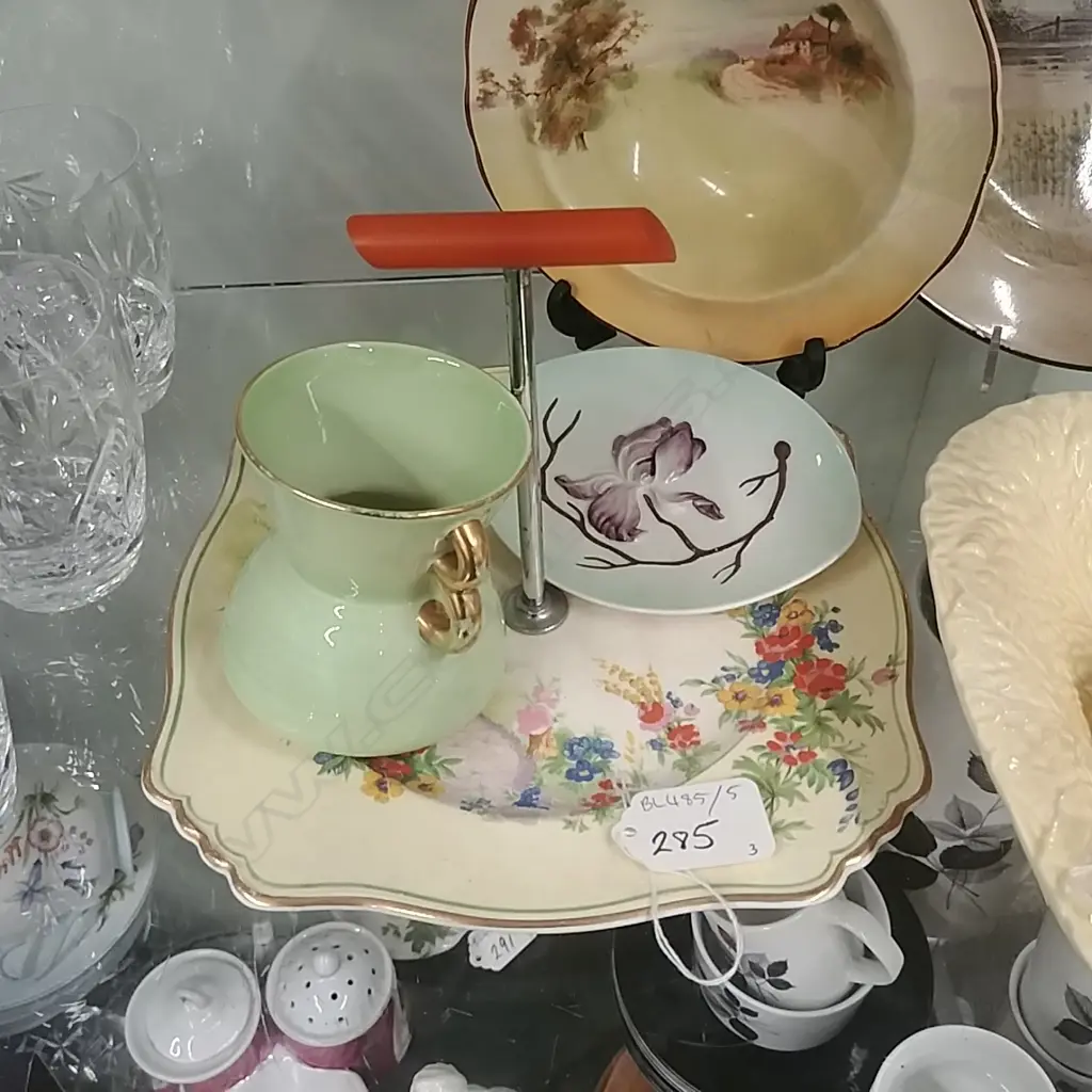 ROYAL WINTON CAKE STAND; 2 CARLTON WEAR PCS Image 1++