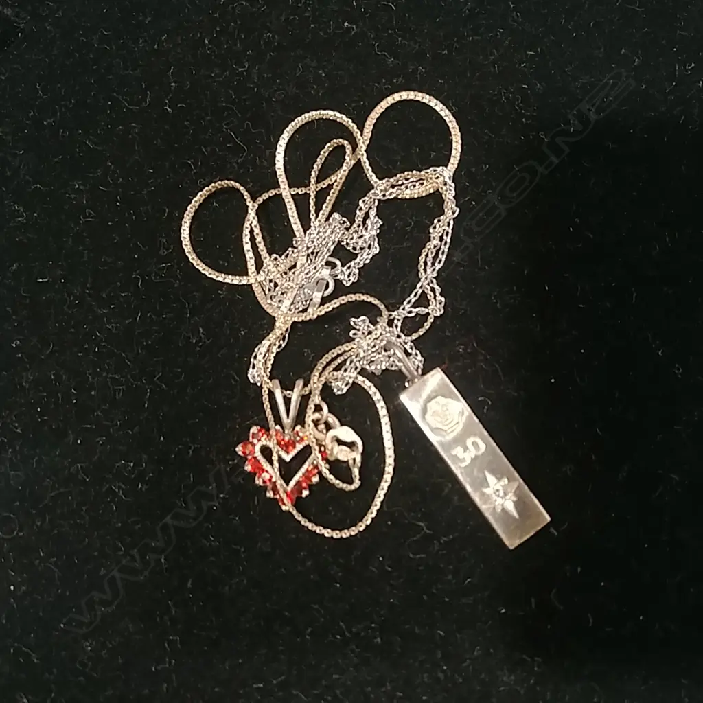 SILVER INGOT/CHAIN & GARNET PENDANT/CHAIN Image 1++