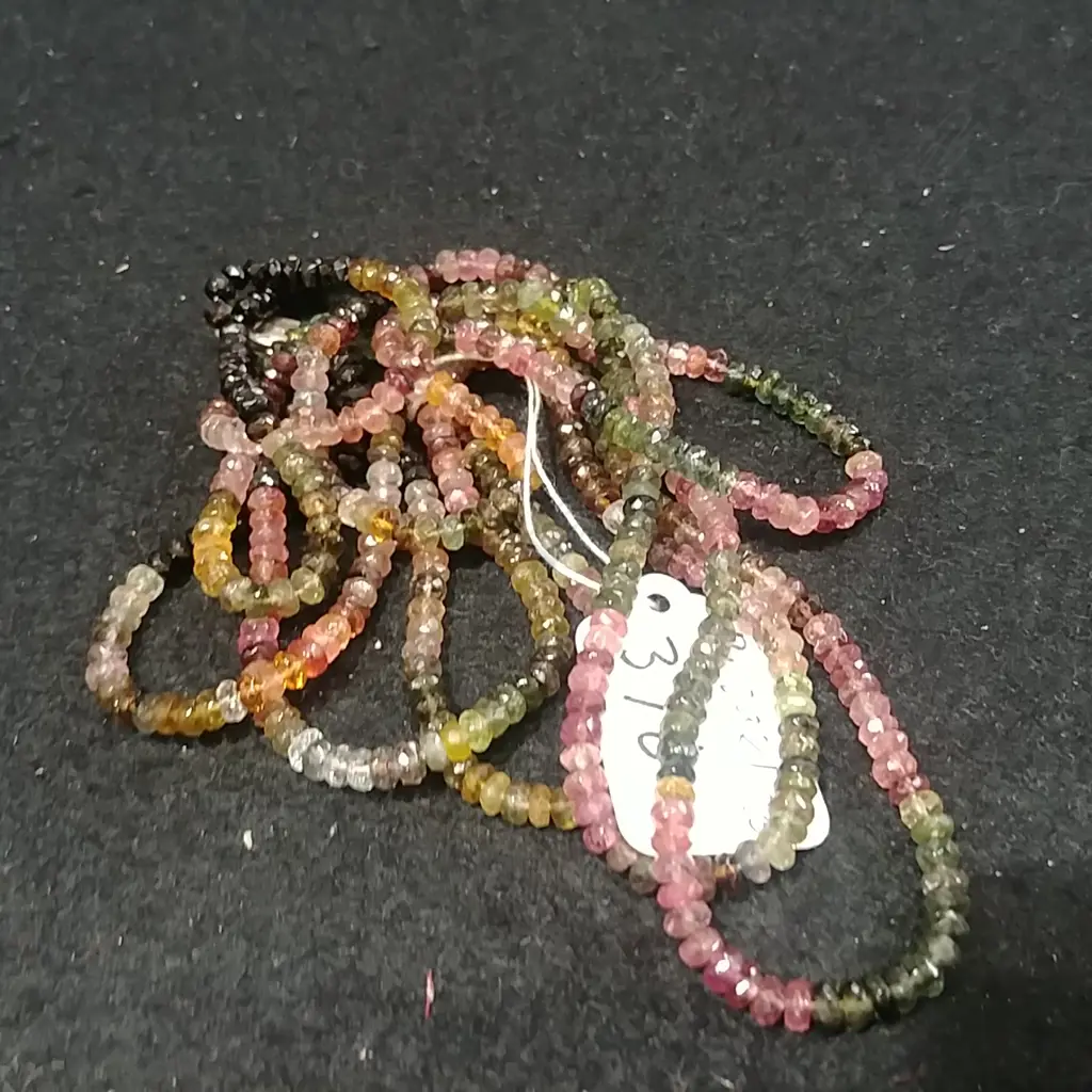 COLOURED TOURMALINE TRIPLE STRAND NECKLACE Image 1++