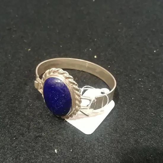 SILVER & LAPIS LAZULI CUFF BANGLE  