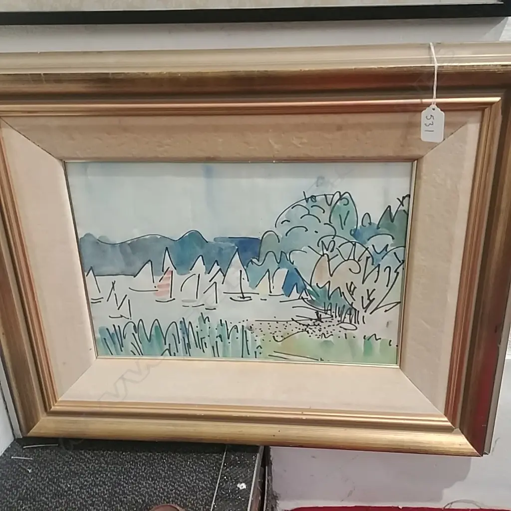 UNSIGNED INK & W/C YACHTS Image 1++