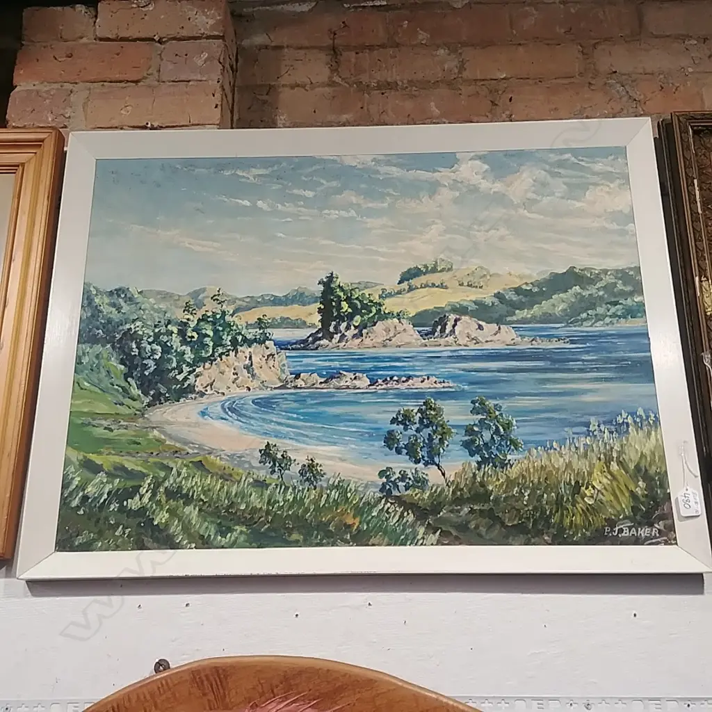 P J BAKER OIL PAINTING TUTUKAKA NORTHLAND Image 1++