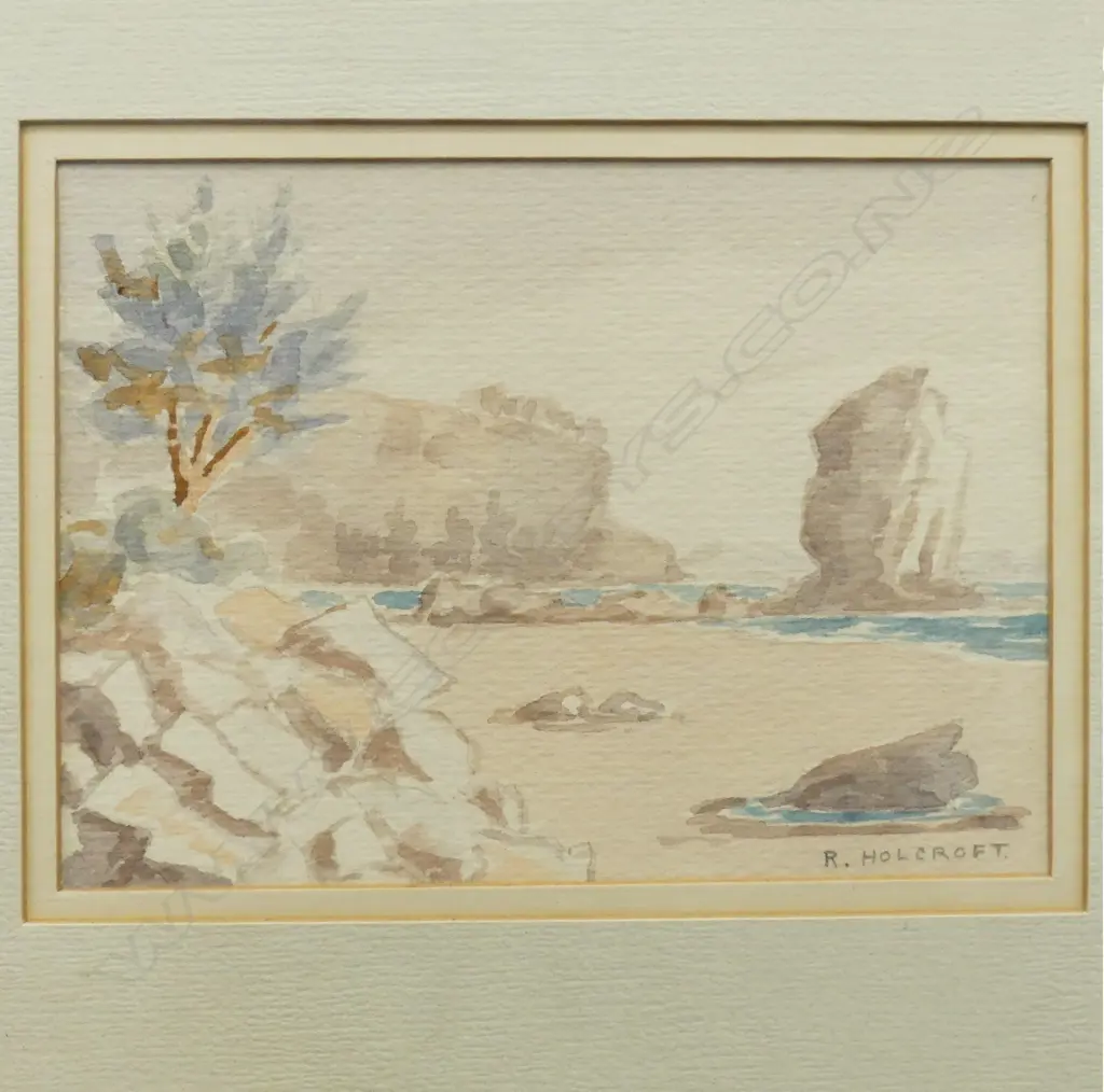 V HOLCROFT, BEACH, W/C ON PAPER, SIGNED Image 1++
