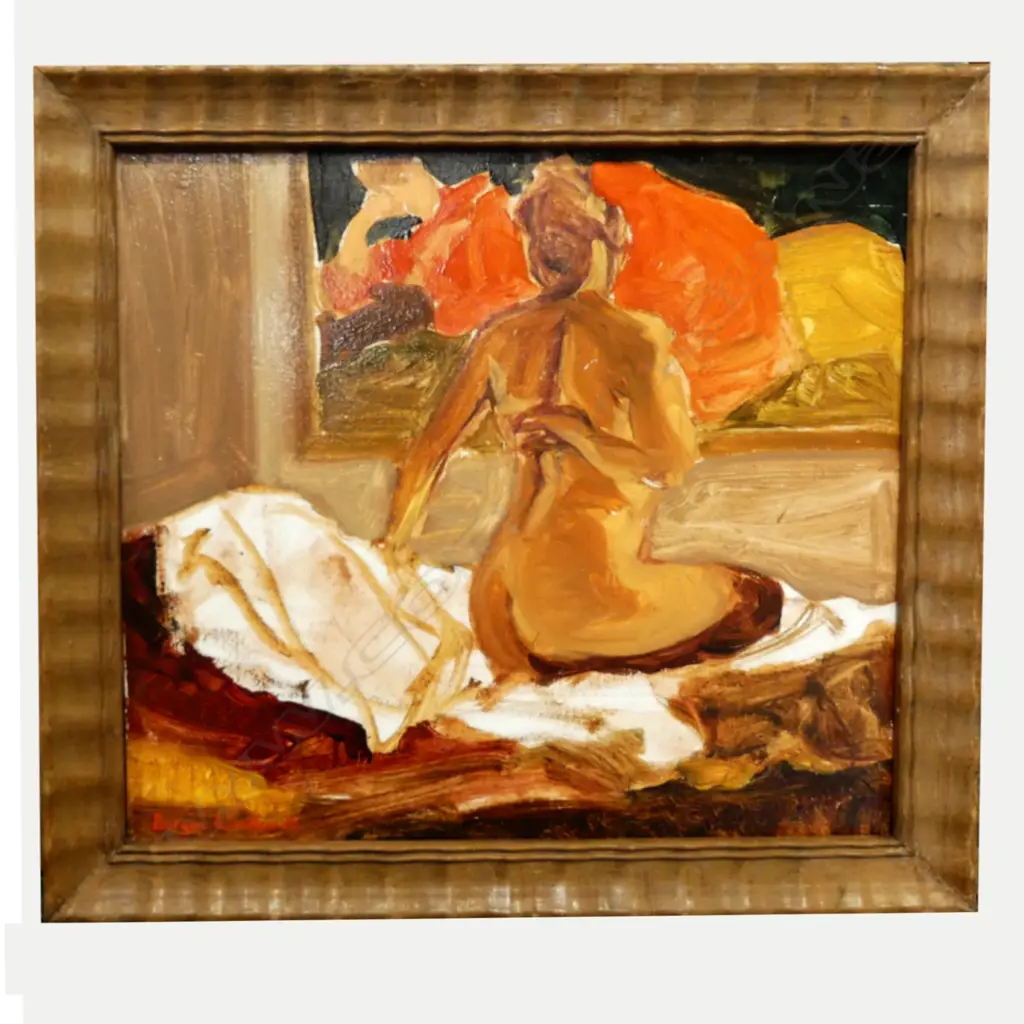 S BORGEN LINDHAUT, NUDE, ACRYLIC ON BOARD, SIGNED, 285 X 250 Image 1++