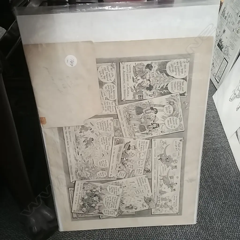 2 UNFRAMED CARTOONS & COMIC COVER Image 1++