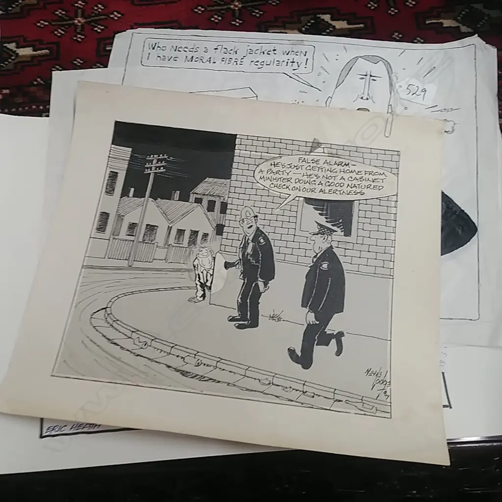 4 VINTAGE NZ CARTOONS; MAINLY POLICE Image 1++