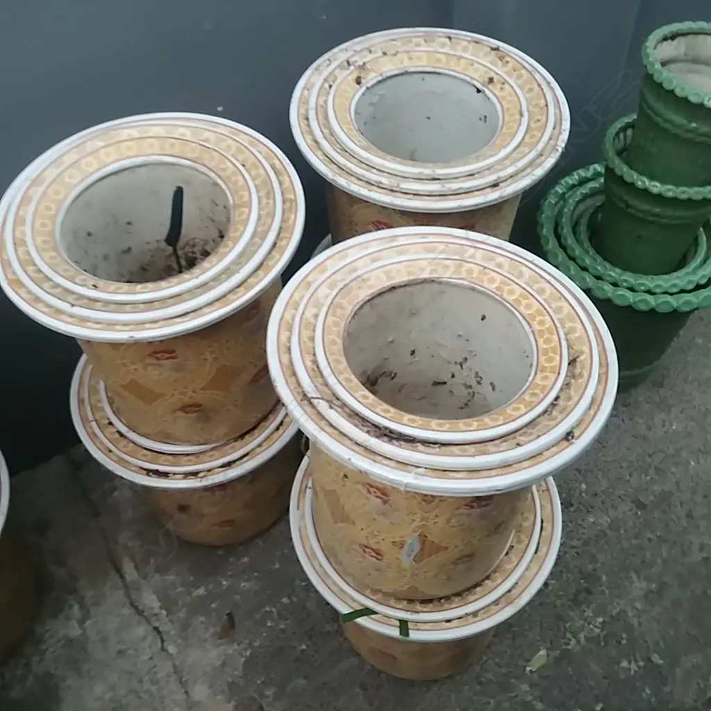 6 SETS OF 3 GRADUATED YELLOW PLANT POTS Image 1++