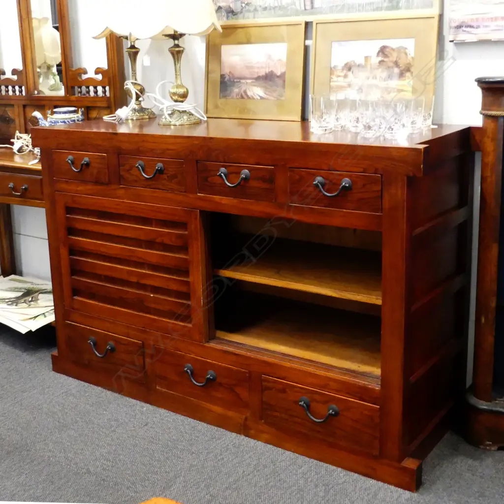 IMPRESSIVE JAPANESE TEAK LOWBOY, 1400 x 500 x 900mm Image 1++