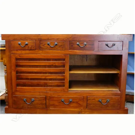 IMPRESSIVE JAPANESE TEAK LOWBOY, 1400 x 500 x 900mm