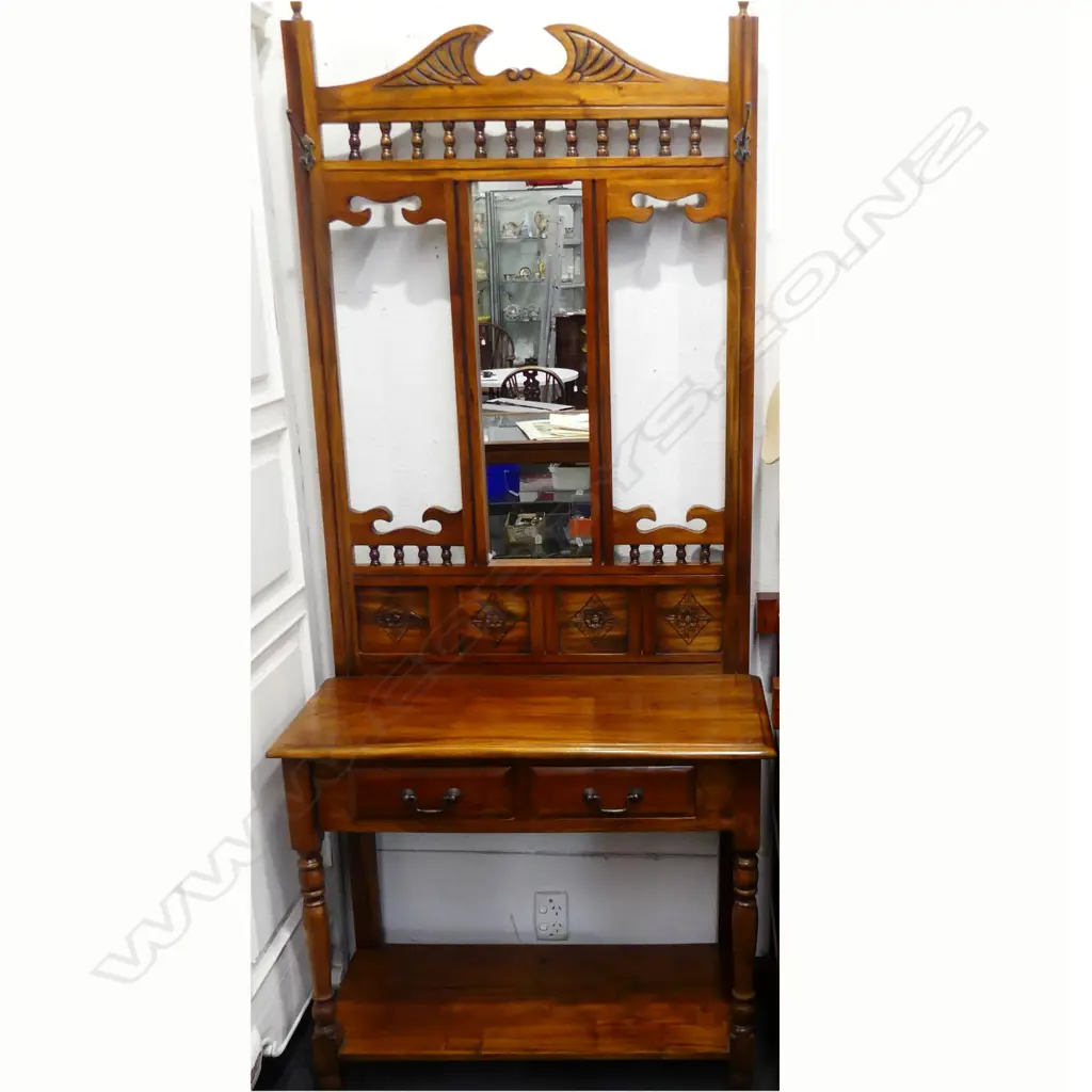 EDWARDIAN-STYLE CARVED HALL STAND, 870 X 420 X 2200MM Image 1++