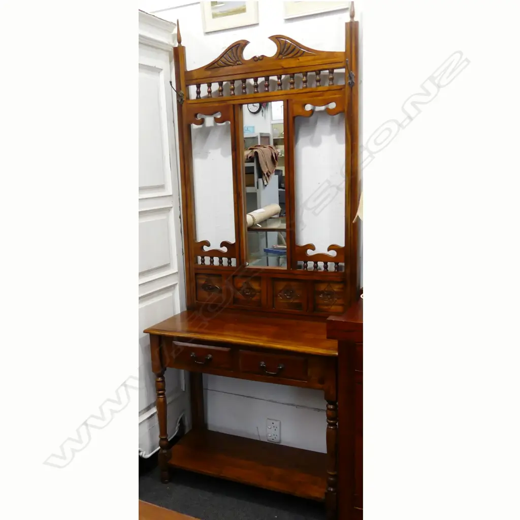 EDWARDIAN-STYLE CARVED HALL STAND, 870 X 420 X 2200MM Image 1++