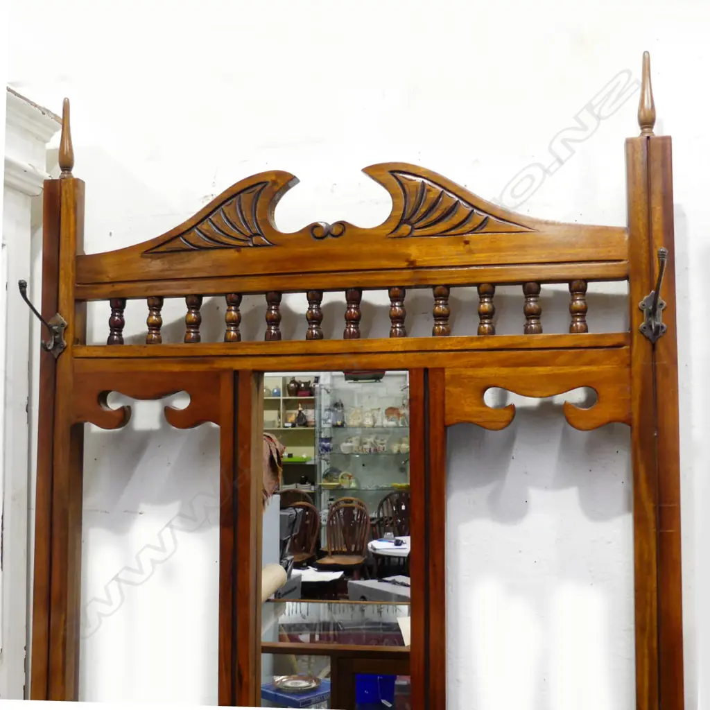 EDWARDIAN-STYLE CARVED HALL STAND, 870 X 420 X 2200MM Image 1++