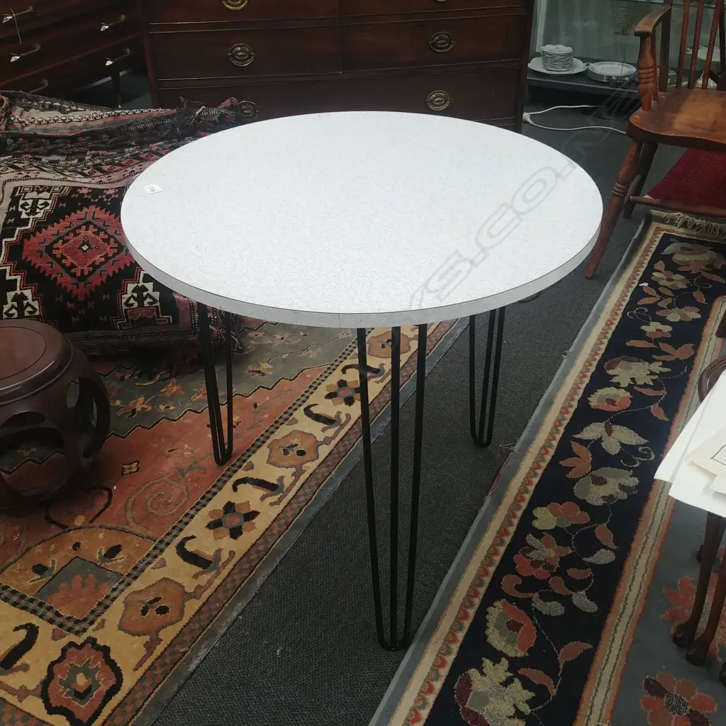 RETRO FORMICA TOPPED HAIRPIN LEGGED TABLE Image 1++