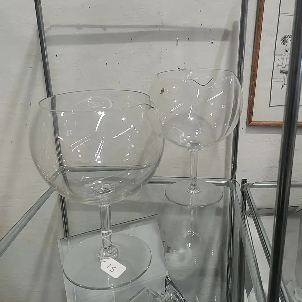 PAIR VAL ST. LAMBERT WINE GOBLET DECANTERS Image 1++