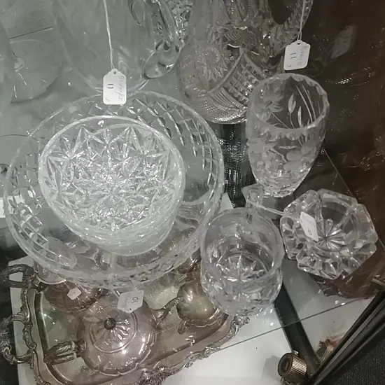 CRYSTAL BOWLS , VASE,JUG ETC