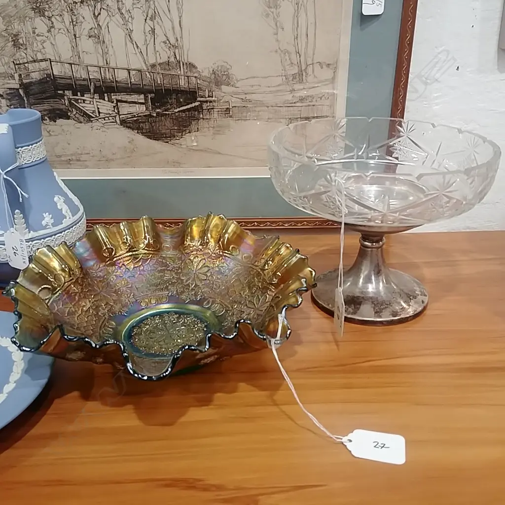 CARNIVAL GLASS BOWL & EP COMPORT Image 1++