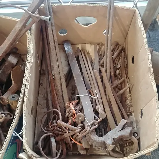 BOX LOT TONGS ETC