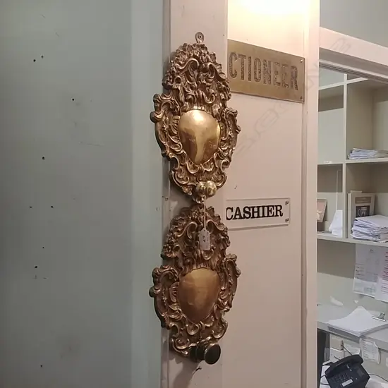 2X BRASS CURTAIN HOLDERS