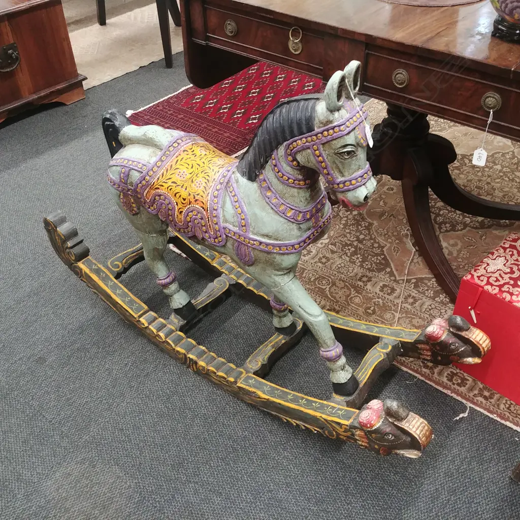 WOODEN PAINTED ROCKING HORSE Image 1++