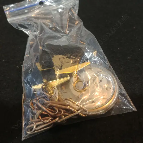 GLDPLT DECO POCKET WATCH & CHAIN 9CT GOLD FOB