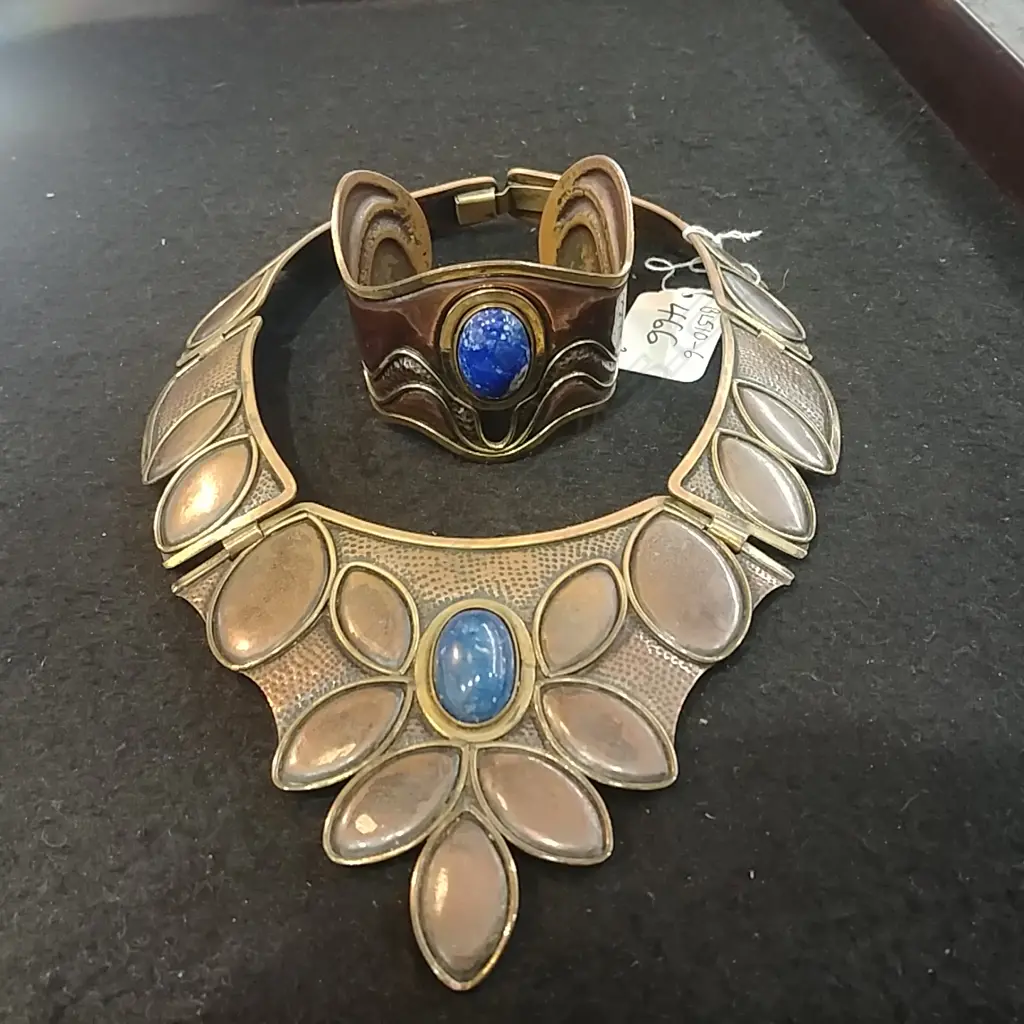 CHILEAN COPPER AND LAPIS NECKLACE & CUFF Image 1++
