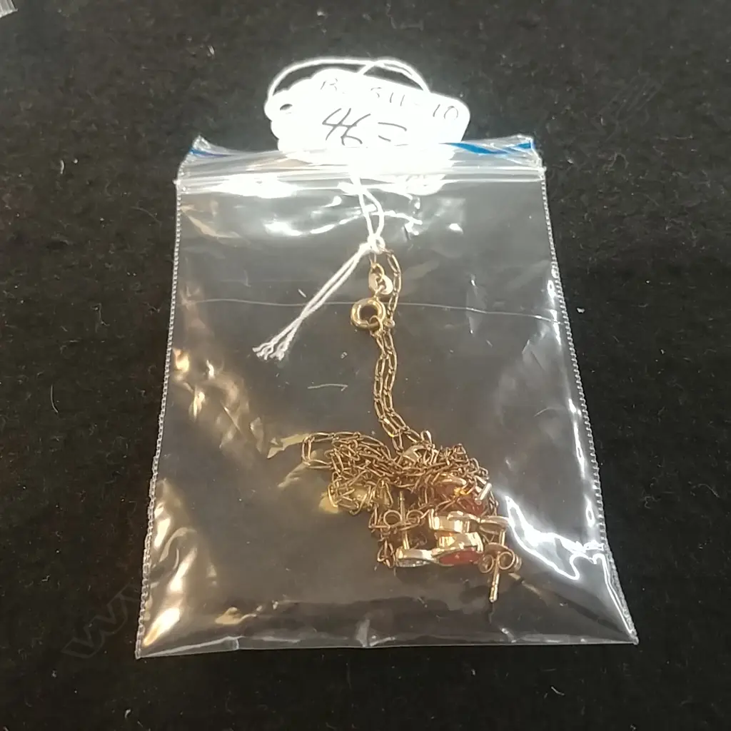 10CT GD ORANGE SAPP/DIA PENDANT & EARRINGS Image 1++