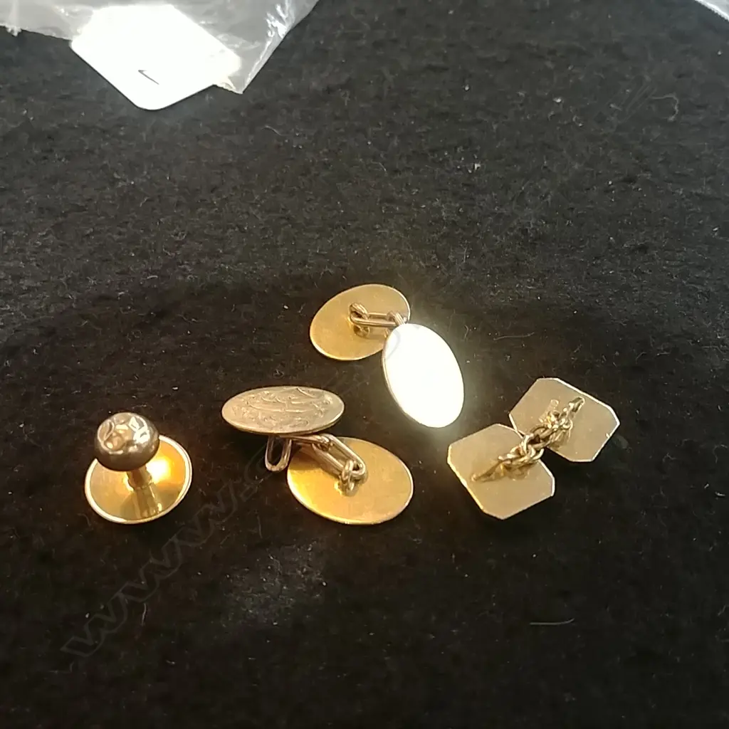 BAG 18CT GOLD CUFFLINKS, ETC 12.42gm Image 1++