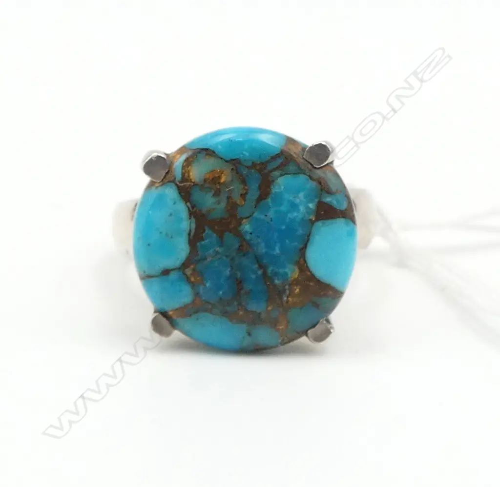 SILVER USA ARIZONA TURQUOISE RING SIZE M Image 1++