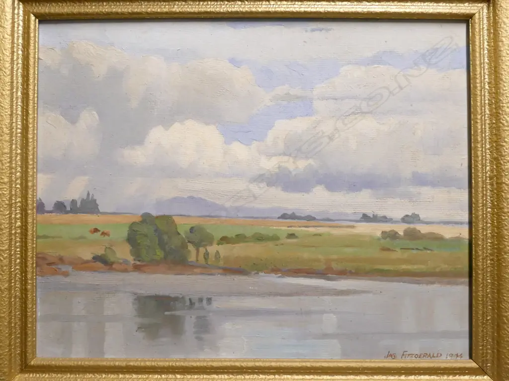 JAMES FITZGERALD OIL 'SHOWERY WEATHER, THAMES' 1944 Image 1++