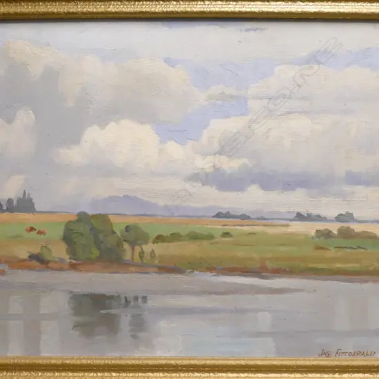 JAMES FITZGERALD OIL 'SHOWERY WEATHER, THAMES' 1944