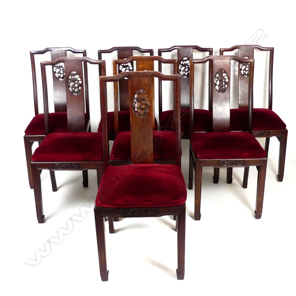 A set of eight Chinese quality rosewood dining chairs Image 1++