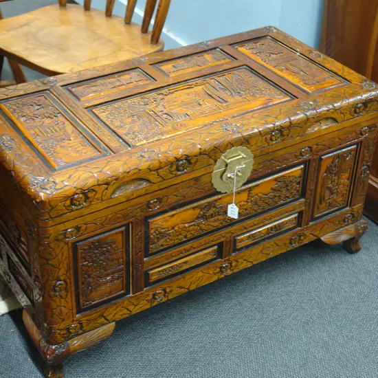 CARVED CAMPHOR WOOD BOX