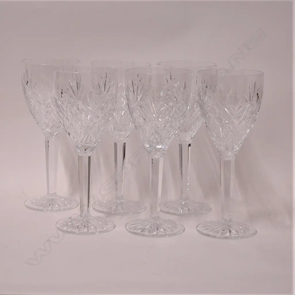 SET 6 WATERFORD WINE GLASSES FACET STEMMED Image 1++