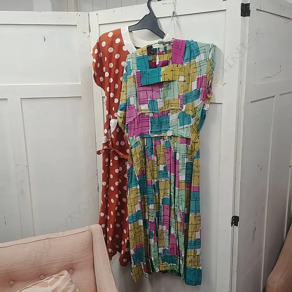 2 SUMMER DAY WEAR FROCKS, RETRO PATTERNS Image 1++