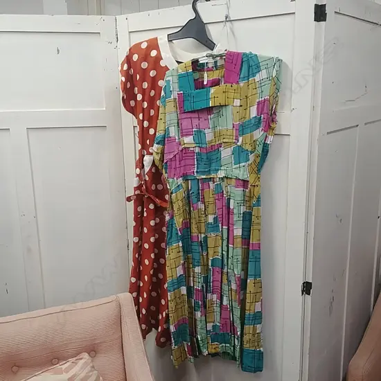 2 SUMMER DAY WEAR FROCKS, RETRO PATTERNS