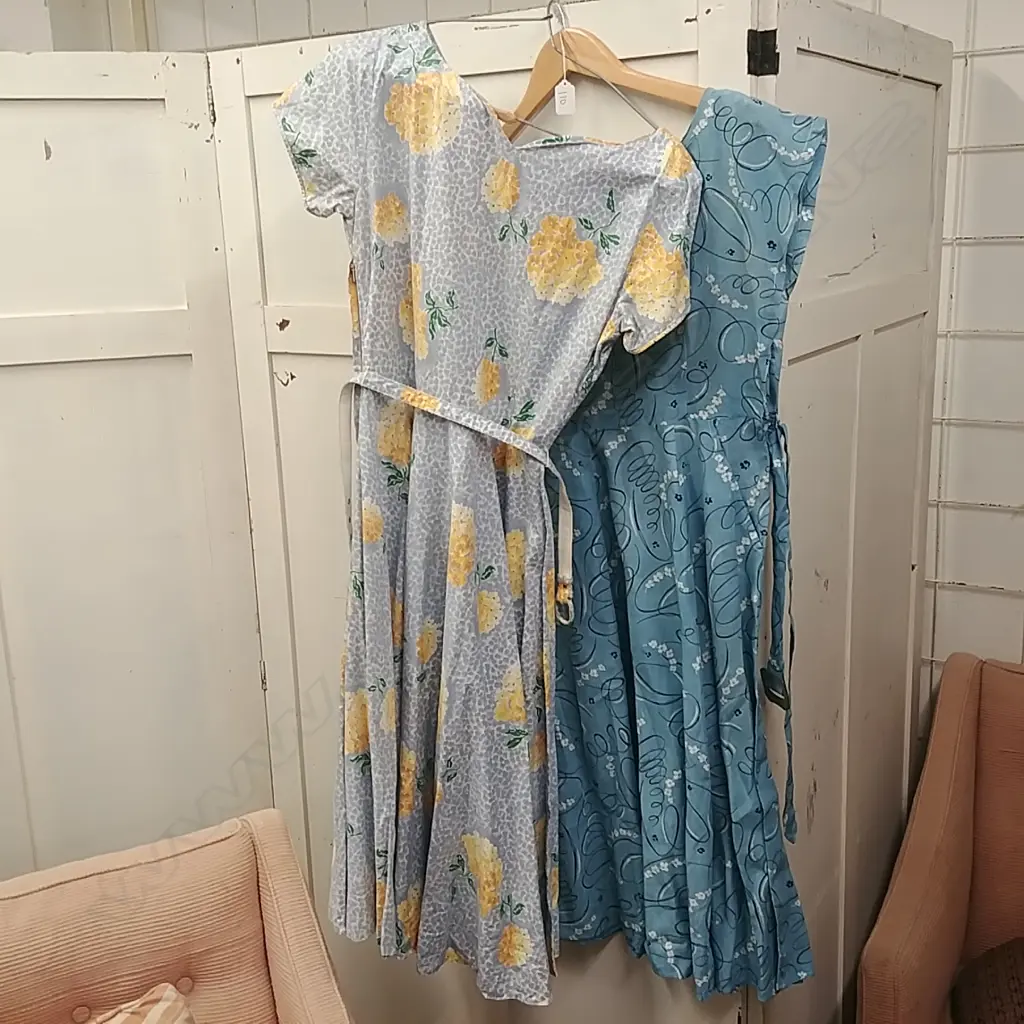 2 SUMMER DAY WEAR FROCKS, BLUE COTTON Image 1++