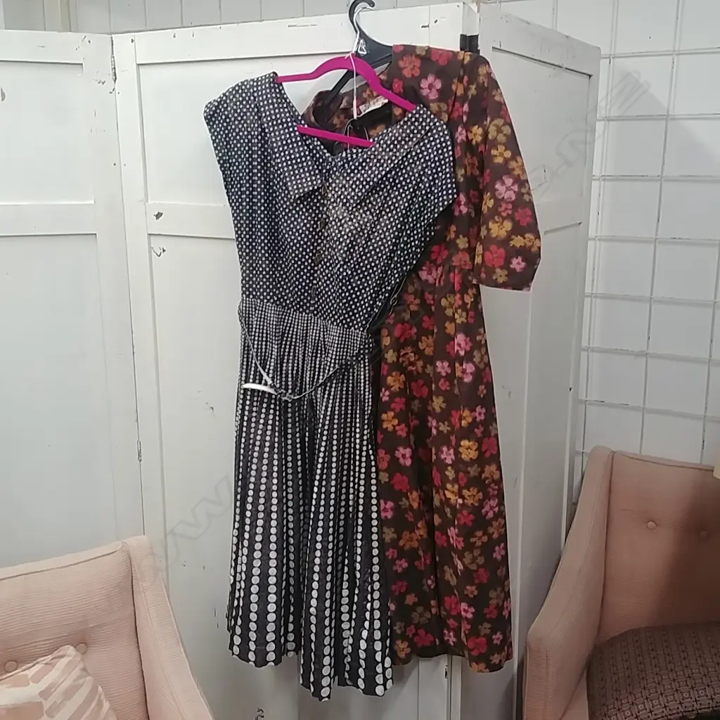 2 SUMMER DAY WEAR FROCKS, BROWN/ NAVY Image 1++