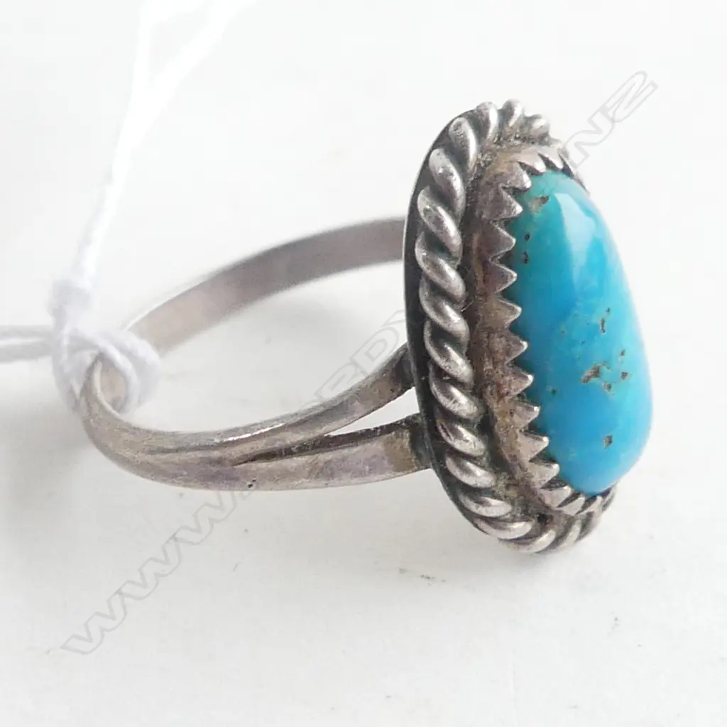 USA  ARIZONA TURQUOISE & SILVER RING SIZE M Image 1++