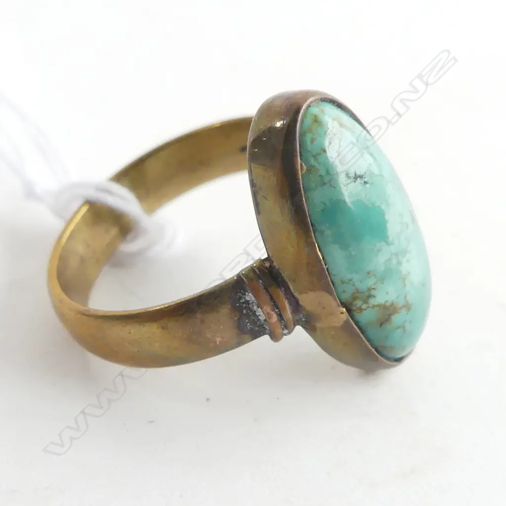TURQUOISE & COPPER RING  SIZE M Image 1++