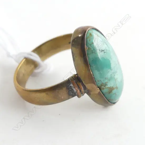 TURQUOISE & COPPER RING  SIZE M