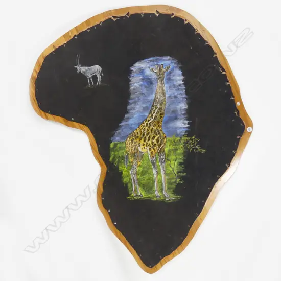 ELEPHANT HIDE AFRICA PANEL PAINTED W GIRAFFE