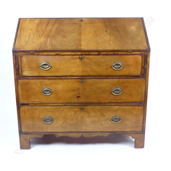A 19thC walnut drop front bureau
