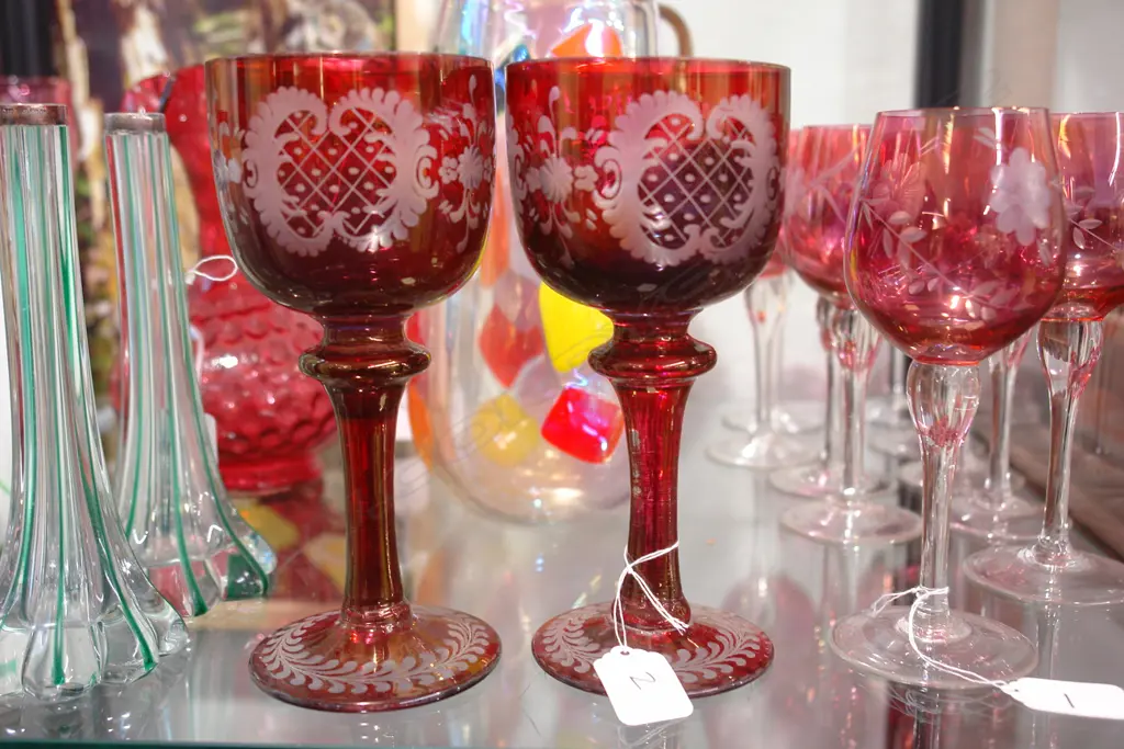 1PR  RED BOHEMIAN GLASSES Image 1++