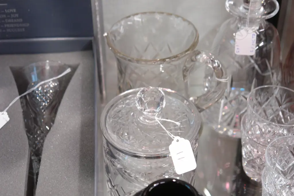 CRYSTAL JUG; CRYSTAL BISCUIT BARREL Image 1++